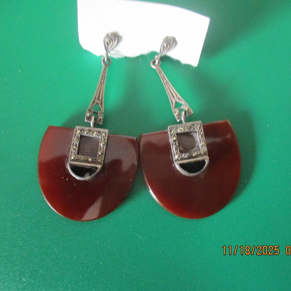 vintage crown trifari sterling silver onyx